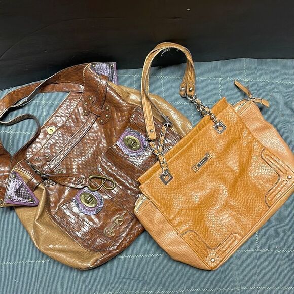 2 Large Faux Snakeskin Jessica Simpson Shoulder bag hand bags - Picture 1 of 16
